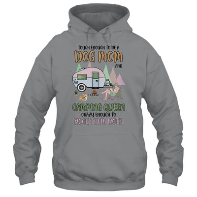 A Girl Loved Dogs And Camping Dog Mom Camping Queen-T-Shirt & Tank Top-Pullover Hoodie-Sport Grey