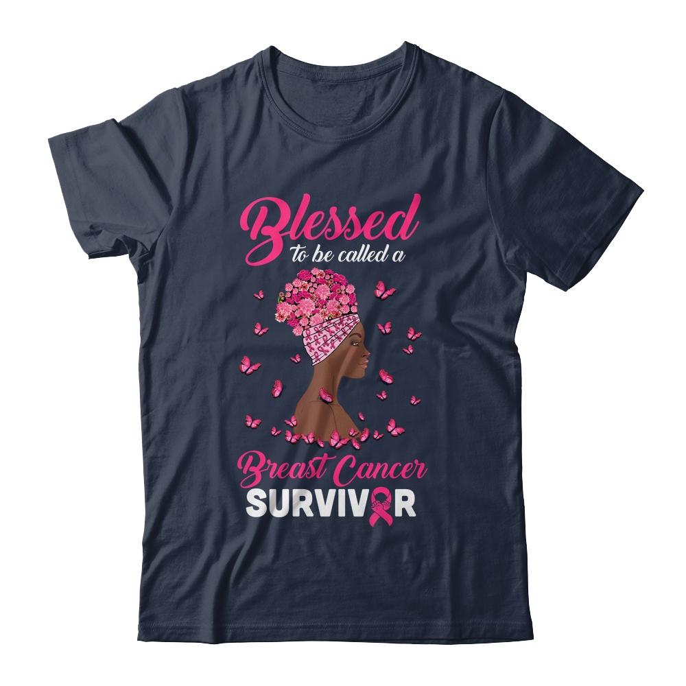 African American Breast Cancer Blessed Survivor-T-Shirt & Hoodie-Classic T-Shirt-Navy