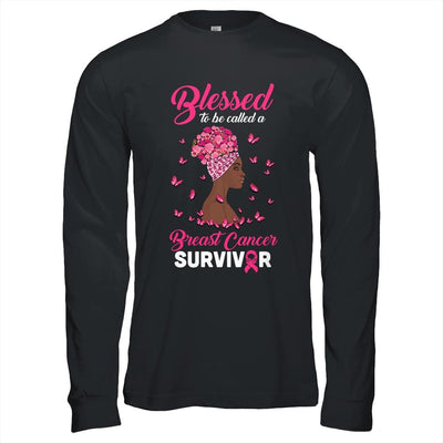 African American Breast Cancer Blessed Survivor-T-Shirt & Hoodie-Long Sleeve T-Shirt-Black