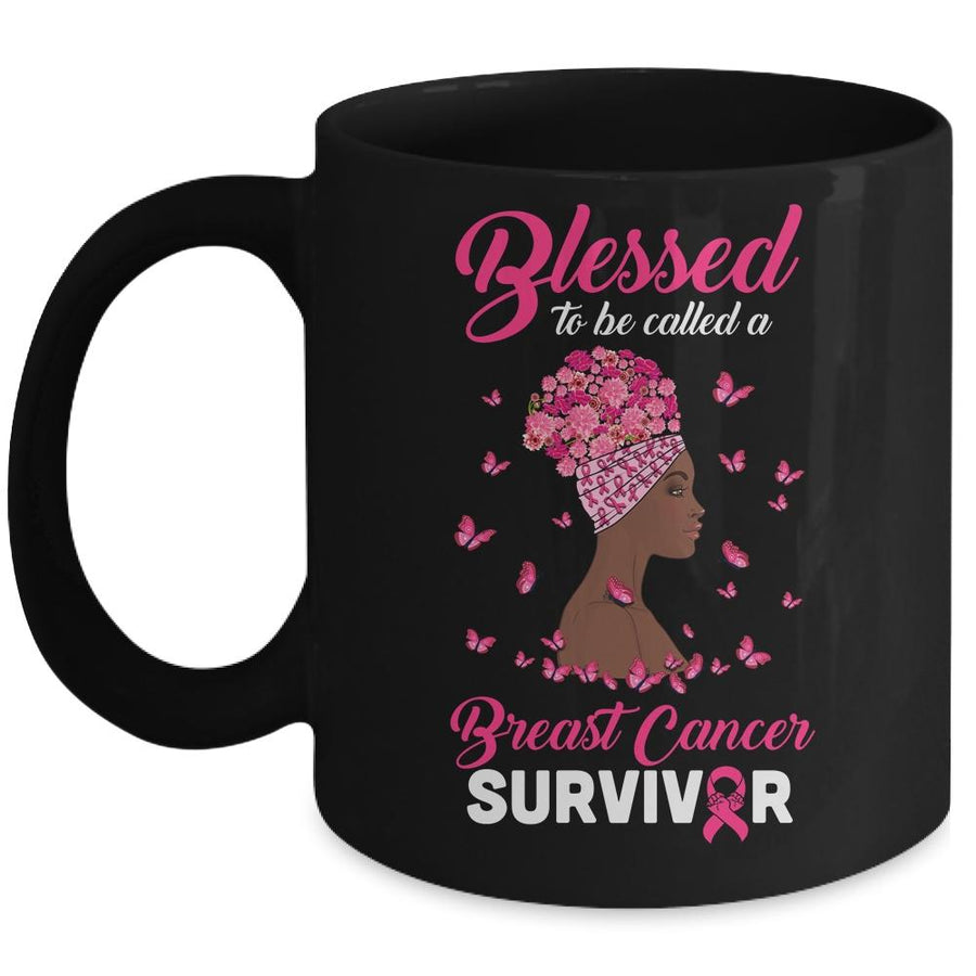 African American Breast Cancer Blessed Survivor Mug-Coffee Mug-Mug-Black