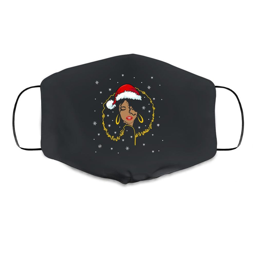 African American Christmas Santa Claus Black Woman Cloth Face Mask-Cloth Face Mask-Cloth Face Mask-Black