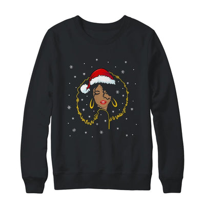 African American Christmas Santa Claus Black Woman-T-Shirt & Sweatshirt-Crewneck Sweatshirt-Black