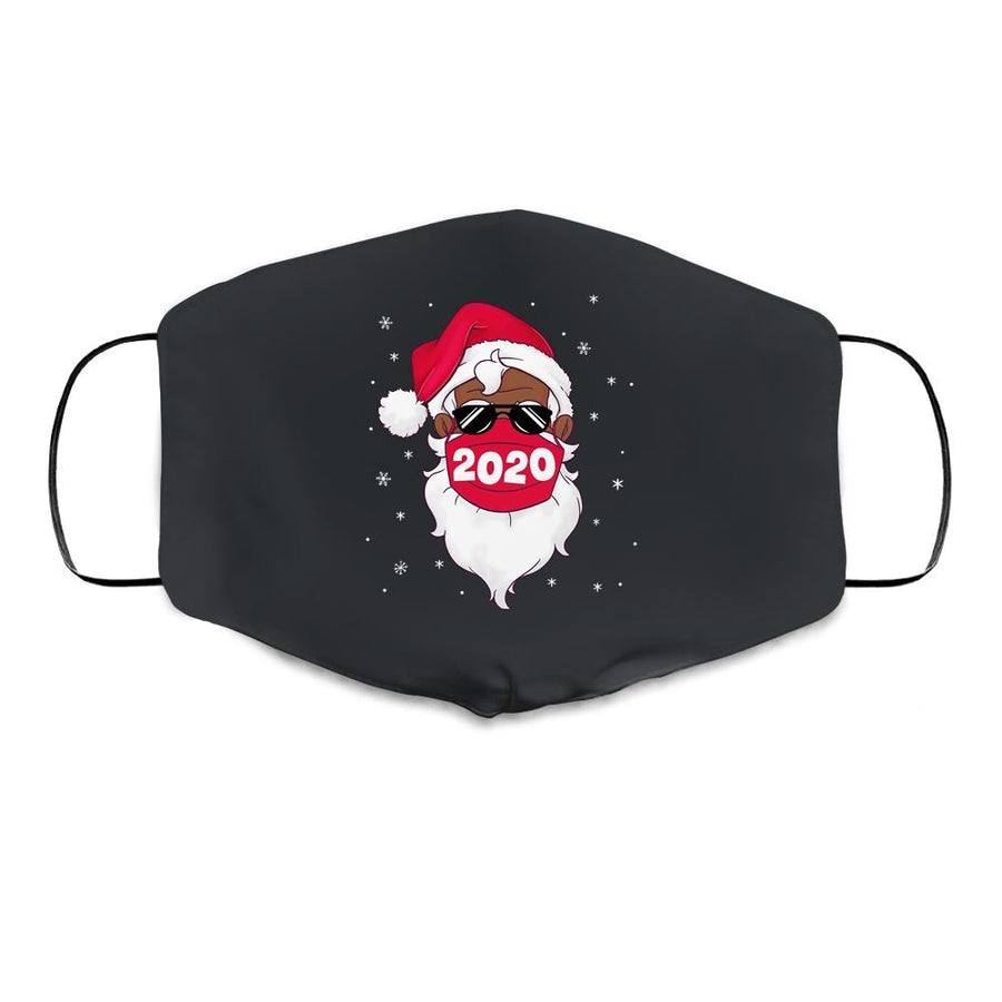 African American Santa Black Christmas Santa Wearing Mask Cloth Face Mask-Cloth Face Mask-Cloth Face Mask-Black