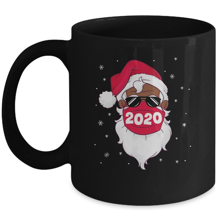 African American Santa Black Christmas Santa Wearing Mask Mug-Coffee Mug-Mug-Black