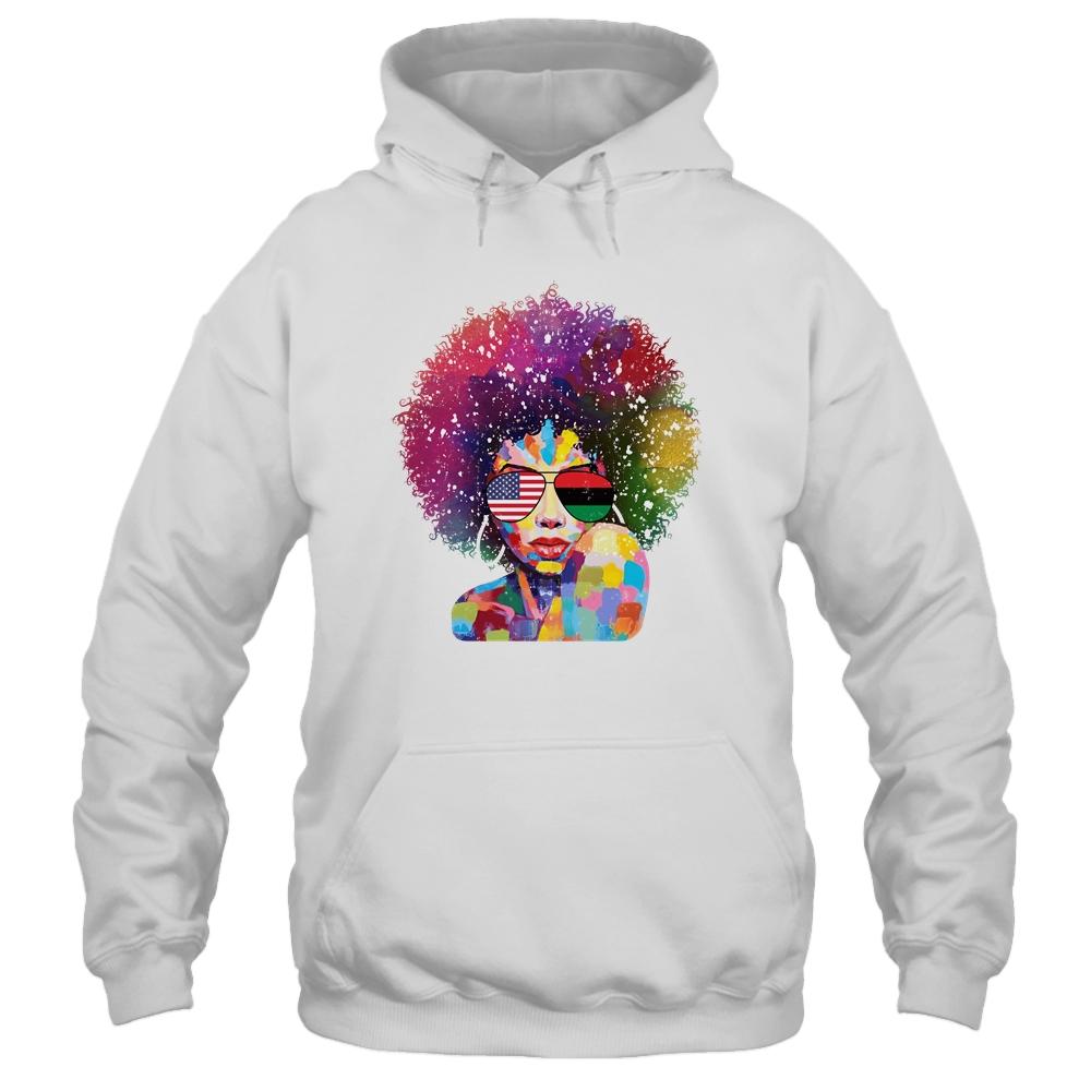 Afro Women Black Queen African American Melanin Queen-T-Shirt & Tank Top-Pullover Hoodie-White