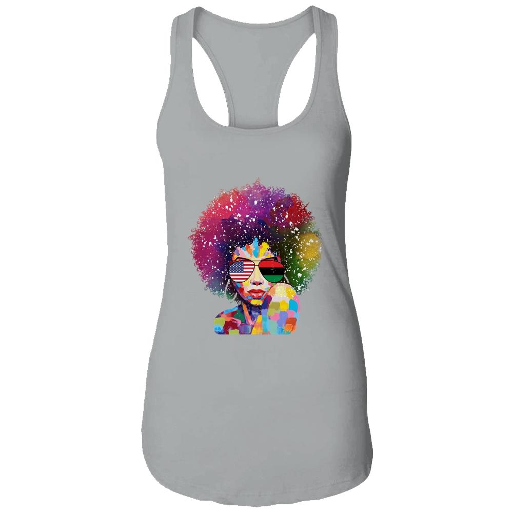 Afro Women Black Queen African American Melanin Queen-T-Shirt & Tank Top-Women's Ideal Racerback Tank-Heather Grey