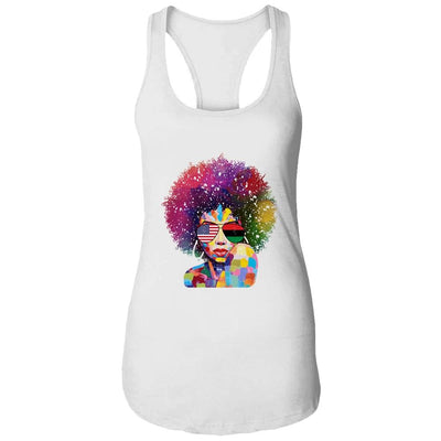 Afro Women Black Queen African American Melanin Queen-T-Shirt & Tank Top-Women's Ideal Racerback Tank-White