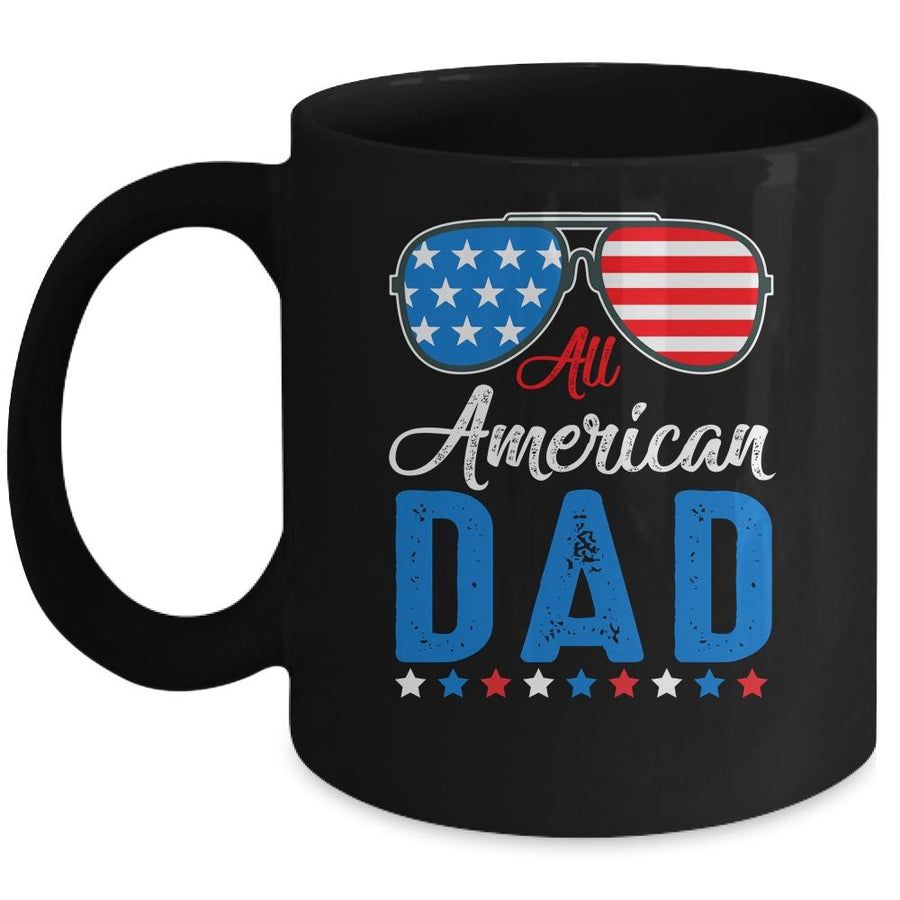 All American Dad 4th of July Independence Men Daddy Mug-Coffee Mug-Mug-Black