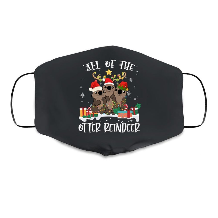 All Of The Otter Reindeer Deer Christmas Xmas Gift Cloth Face Mask-Cloth Face Mask-Cloth Face Mask-Black