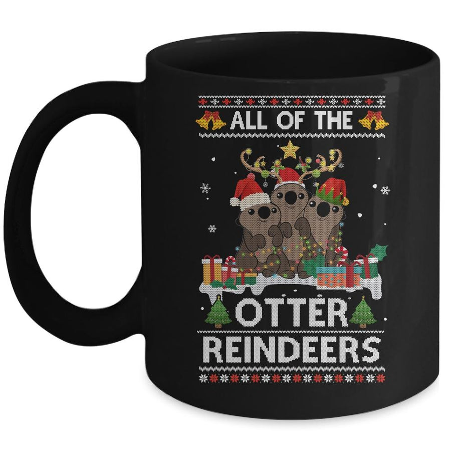All Of The Otter Reindeer Ugly Christmas Sweater Gift Mug-Coffee Mug-Mug-Black