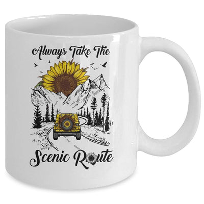 Always Take The Scenic Route Sunflower Camping Travel Mug-Coffee Mug-Mug-White