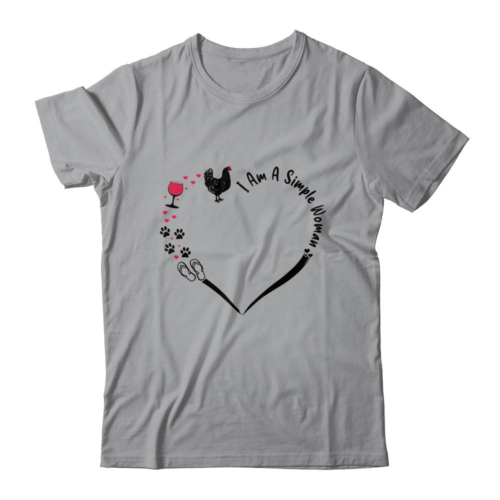 Am A Simple Woman Chicken Wine Dogs Cats Flip Flop-T-Shirt & Tank Top-Classic T-Shirt-Sport Grey