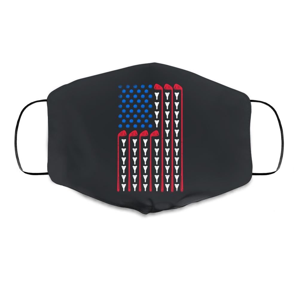 American Flag Golf Funny Golf Club Sports Gift Cloth Face Mask