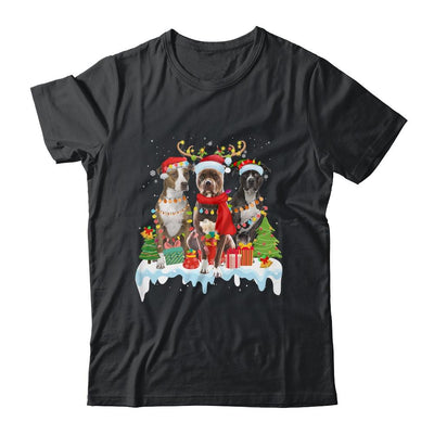American Pitbull Terrier Christmas Lights Santa Elf Reindeer-T-Shirt & Sweatshirt-Classic T-Shirt-Black