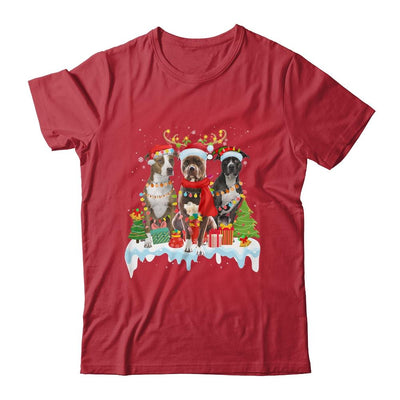 American Pitbull Terrier Christmas Lights Santa Elf Reindeer-T-Shirt & Sweatshirt-Classic T-Shirt-Red