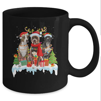 American Pitbull Terrier Christmas Lights Santa Elf Reindeer Mug-Coffee Mug-Mug-Black