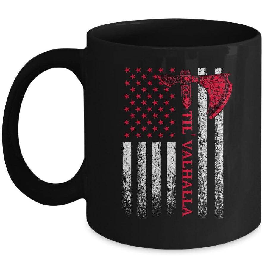 American Viking Flag Til Valhalla Mug-Coffee Mug-Mug-Black