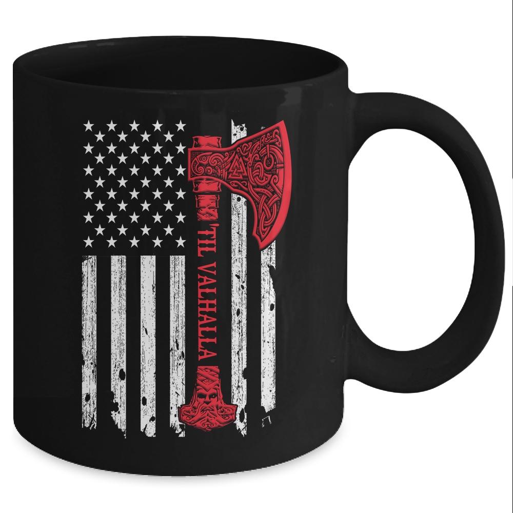 American Viking Flag Victory Valhalla Mug-Coffee Mug-Mug-Black