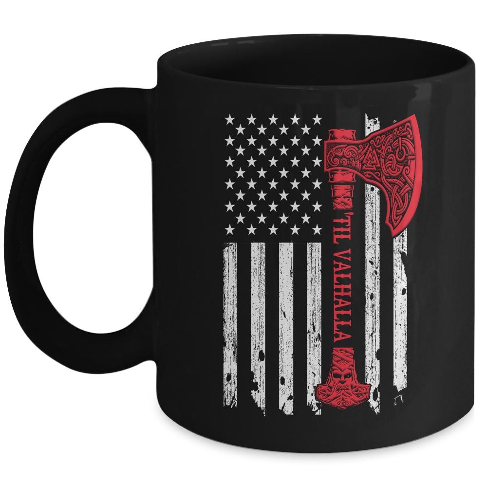 American Viking Flag Victory Valhalla Mug-Coffee Mug-Mug-Black