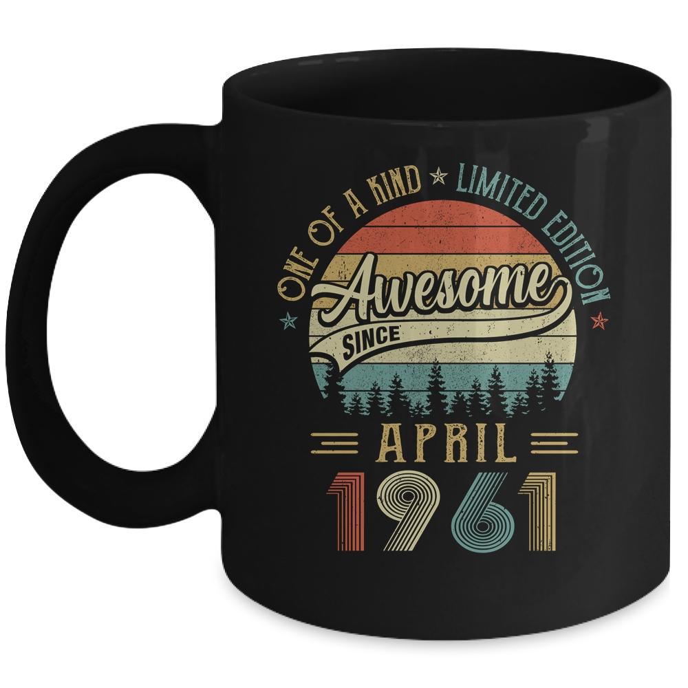 April 1961 Vintage 60 Years Old Retro 60th Birthday Gift Mug-Coffee Mug-Mug-Black