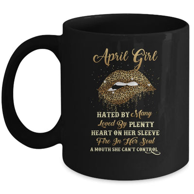 April Girl Birthday Funny Leopard Sexy Lip Mug-Coffee Mug-Mug-Black