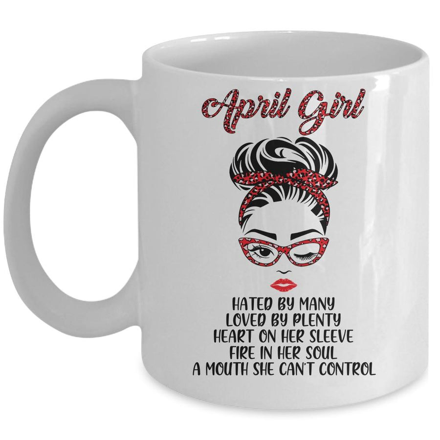 April Girl Hated By Many Loved By Plenty Leopard Women Mug-Coffee Mug-Mug-White