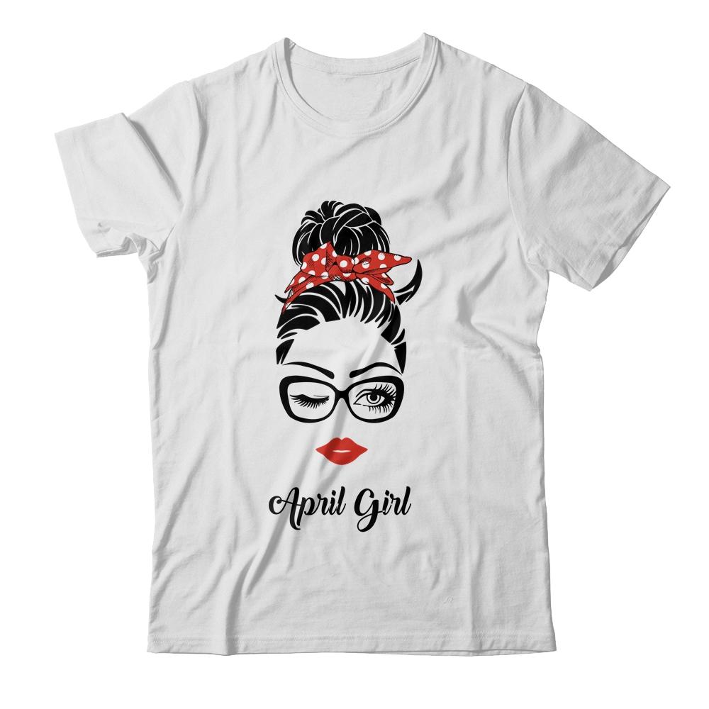 April Girl Woman Face Wink Eyes Lady Face Birthday Gift-T-Shirt & Tank Top-Classic T-Shirt-White