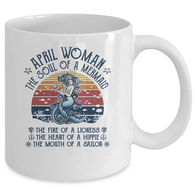 April Woman The Soul Of A Mermaid Vintage Birthday Gift Mug-Coffee Mug-Mug-White