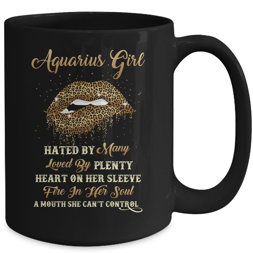 Aquarius Girl Birthday Funny Leopard Sexy Lip Mug-Coffee Mug-