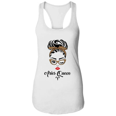 Aries Queen Woman Leopard Lips Eyes Lady Birthday Gifts-T-Shirt & Tank Top-Women's Ideal Racerback Tank-White