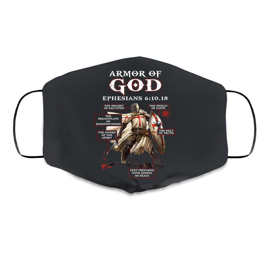 Armor Of God Knight Templar For Men Cloth Face Mask-Cloth Face Mask-Cloth Face Mask-Black