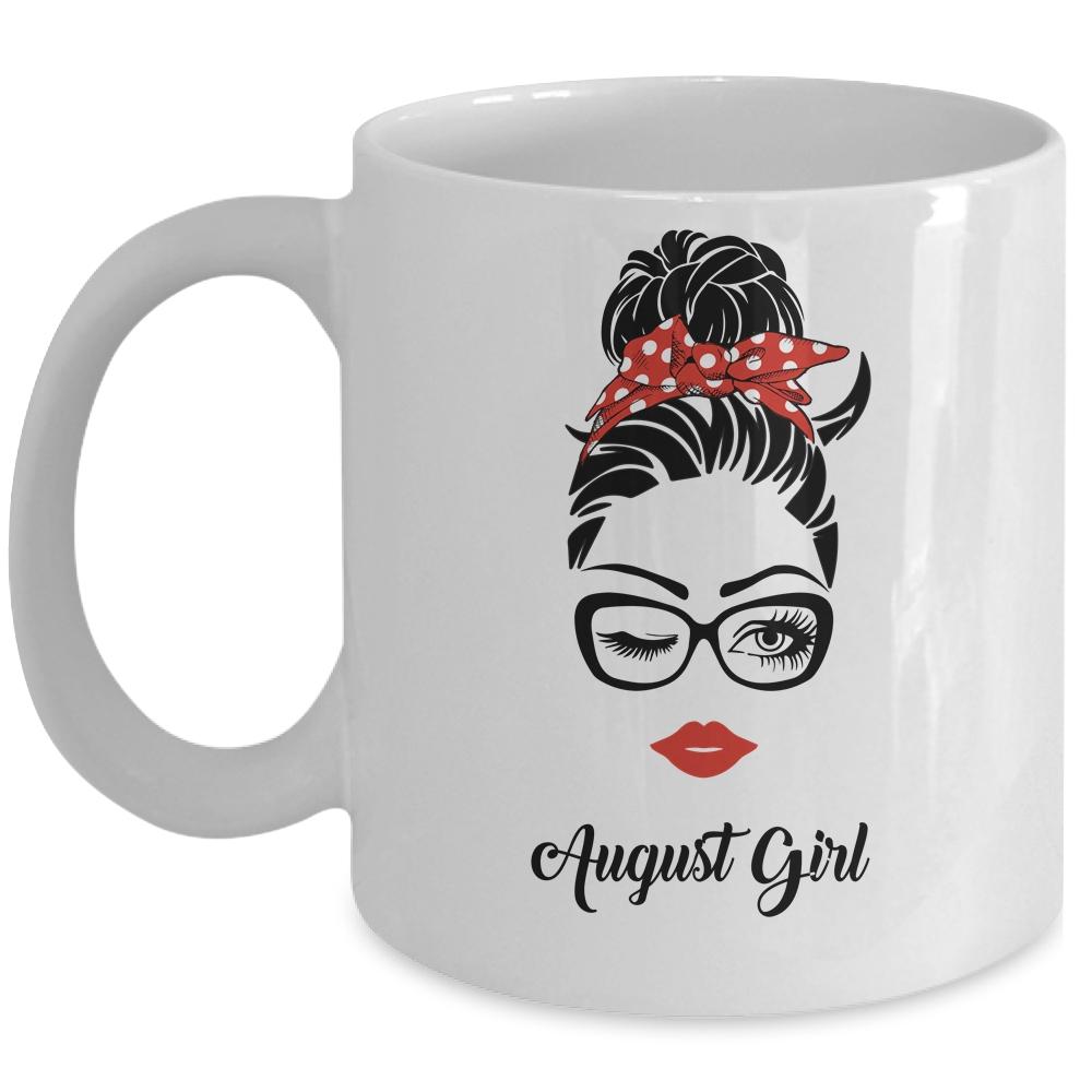 August Girl Woman Face Wink Eyes Lady Face Birthday Gift Mug