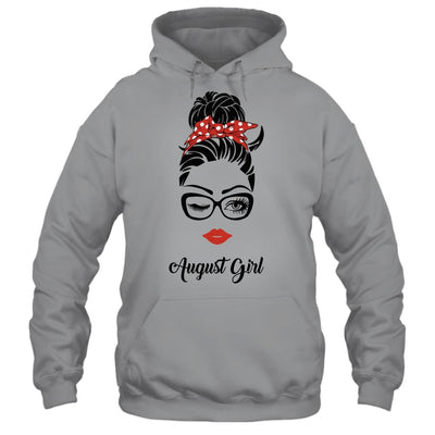 August Girl Woman Face Wink Eyes Lady Face Birthday Gift-T-Shirt & Tank Top-Pullover Hoodie-Sport Grey