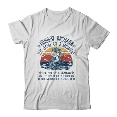 August Woman The Soul Of A Mermaid Vintage Birthday Gift-T-Shirt & Tank Top-Classic T-Shirt-White