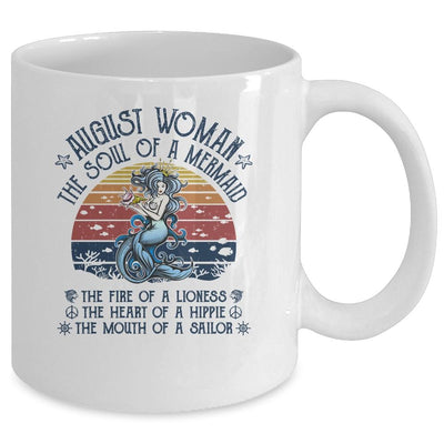 August Woman The Soul Of A Mermaid Vintage Birthday Gift Mug-Coffee Mug-Mug-White