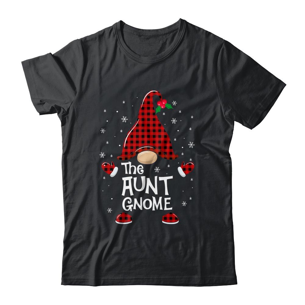 Aunt Gnome Buffalo Plaid Matching Christmas Pajama Gift-T-Shirt & Sweatshirt-Classic T-Shirt-Black