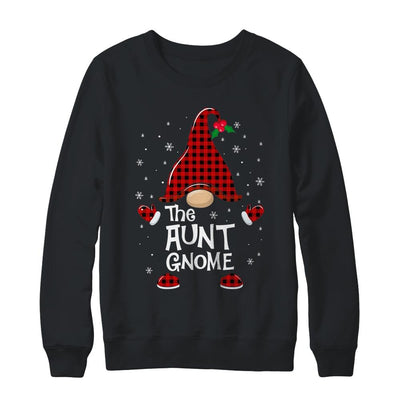 Aunt Gnome Buffalo Plaid Matching Christmas Pajama Gift-T-Shirt & Sweatshirt-Crewneck Sweatshirt-Black