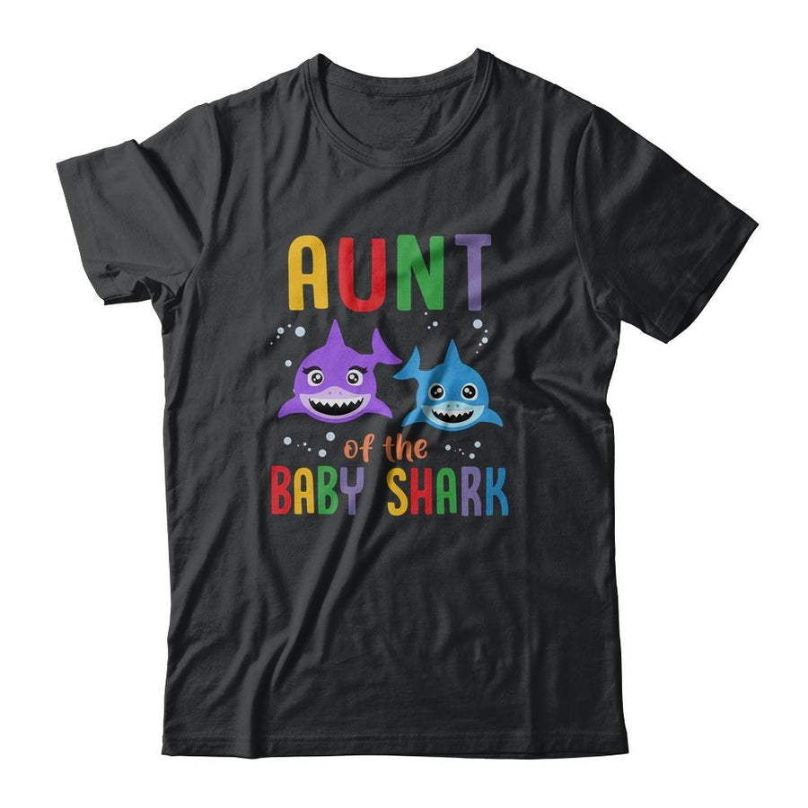 Aunt Of The Baby Shark Birthday Aunt Shark-T-Shirt & Hoodie-Classic T-Shirt-Black