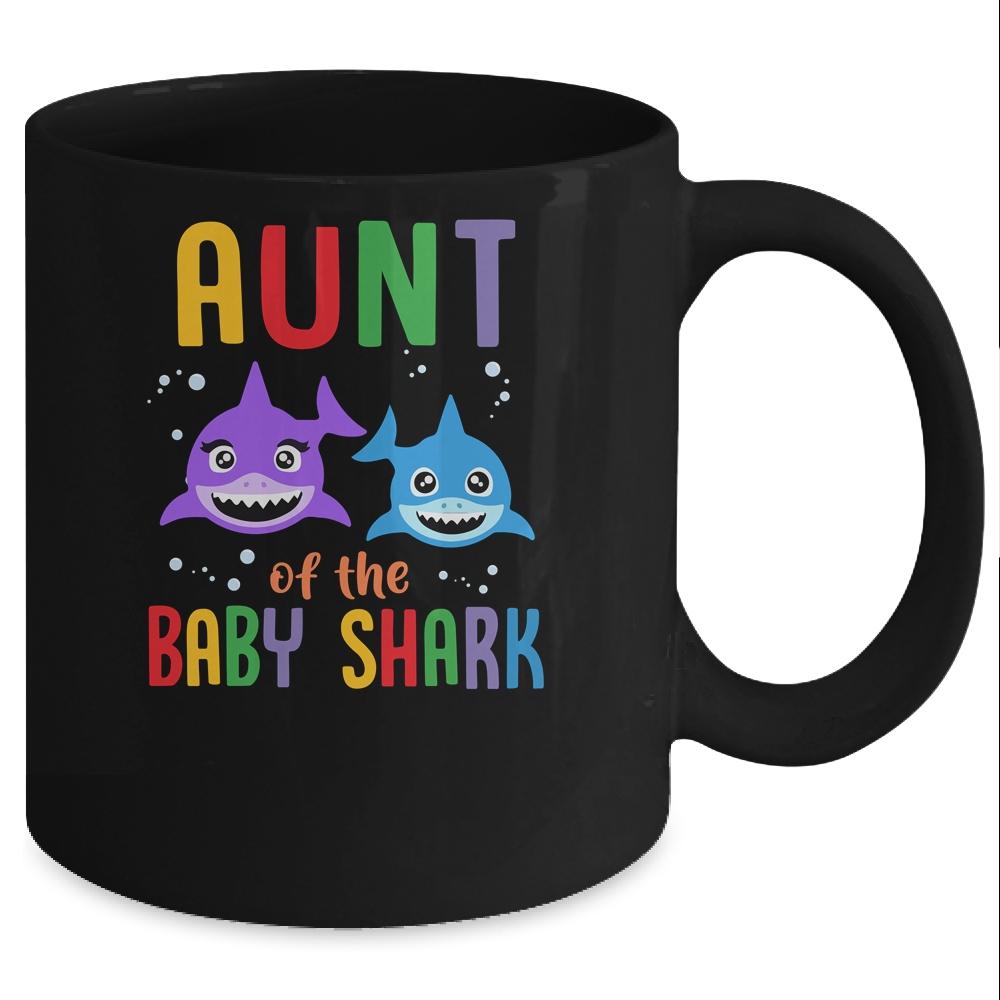 Aunt Of The Baby Shark Birthday Aunt Shark Mug-Coffee Mug-Mug-Black