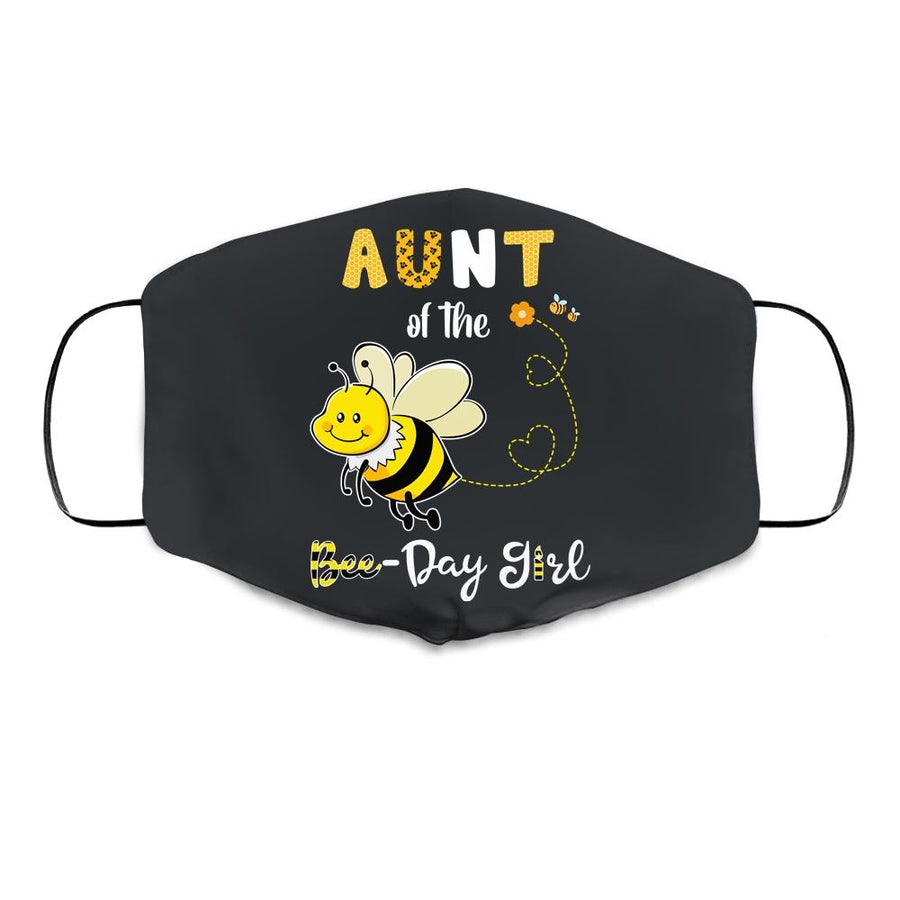 Aunt Of The Bee Birthday Girl Family Matching Cloth Face Mask-Cloth Face Mask-Cloth Face Mask-Black