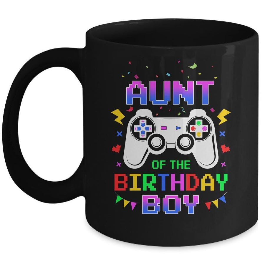 Aunt Of The Birthday Boy Video Gamer Mug-Coffee Mug-Mug-Black