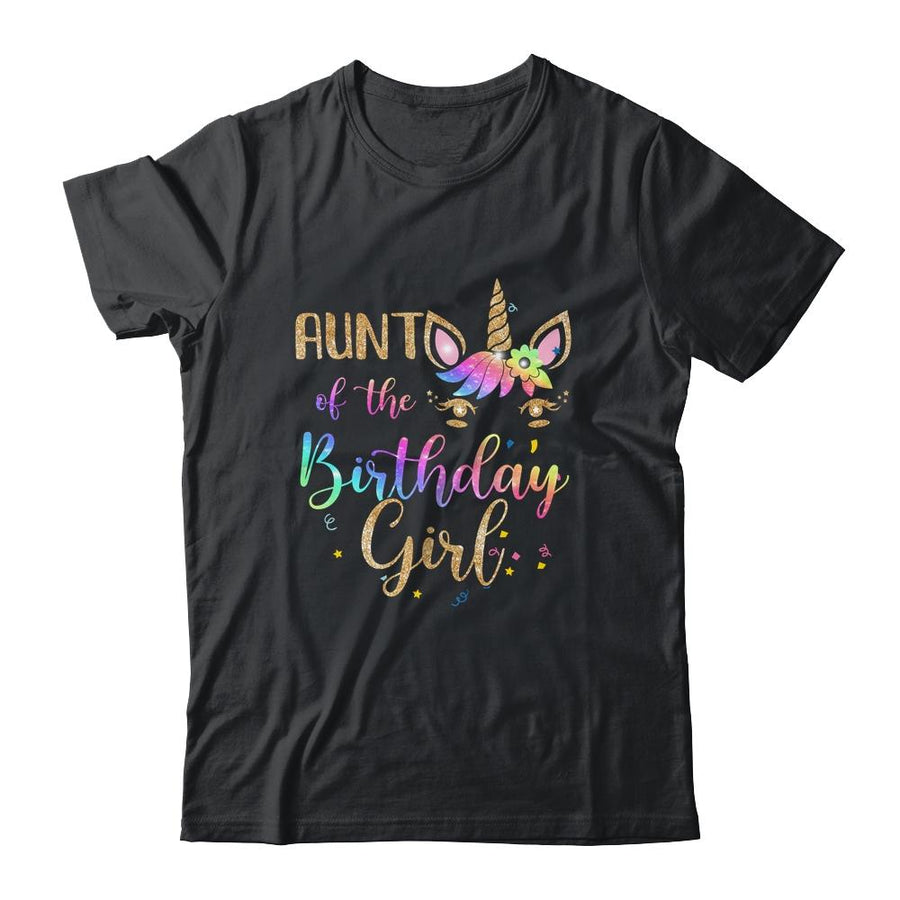 Aunt Of The Birthday Girl Niece Unicorn Birthday Gift-T-Shirt & Hoodie-Classic T-Shirt-Black