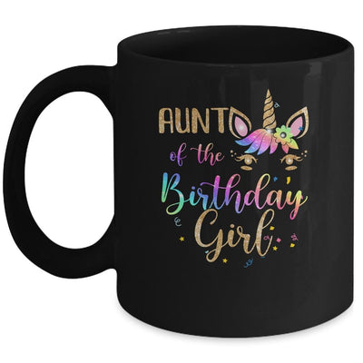 Aunt Of The Birthday Girl Niece Unicorn Birthday Gift Mug-Coffee Mug-Mug-Black