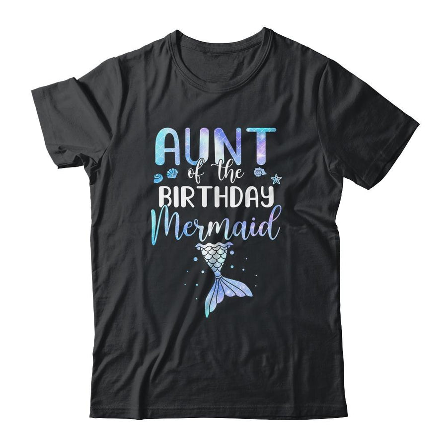 Aunt Of The Birthday Mermaid Matching Family-T-Shirt & Hoodie-Classic T-Shirt-Black