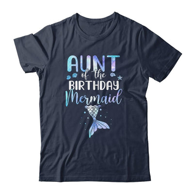 Aunt Of The Birthday Mermaid Matching Family-T-Shirt & Hoodie-Classic T-Shirt-Navy