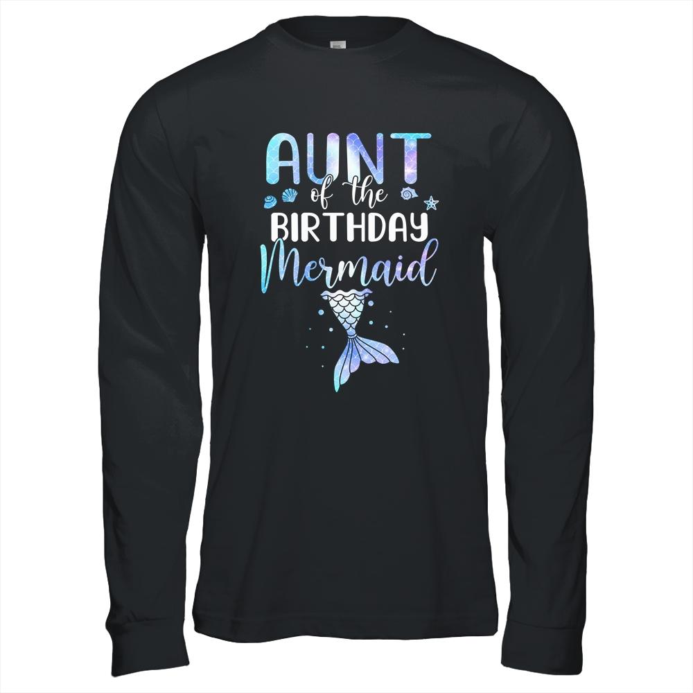Aunt Of The Birthday Mermaid Matching Family-T-Shirt & Hoodie-Long Sleeve T-Shirt-Black
