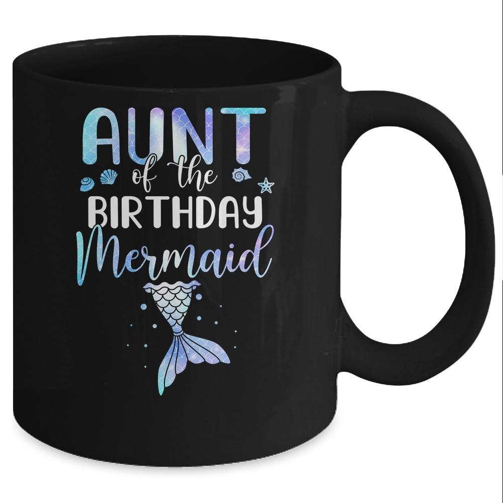 Aunt Of The Birthday Mermaid Matching Family Mug-Coffee Mug-Mug-Black