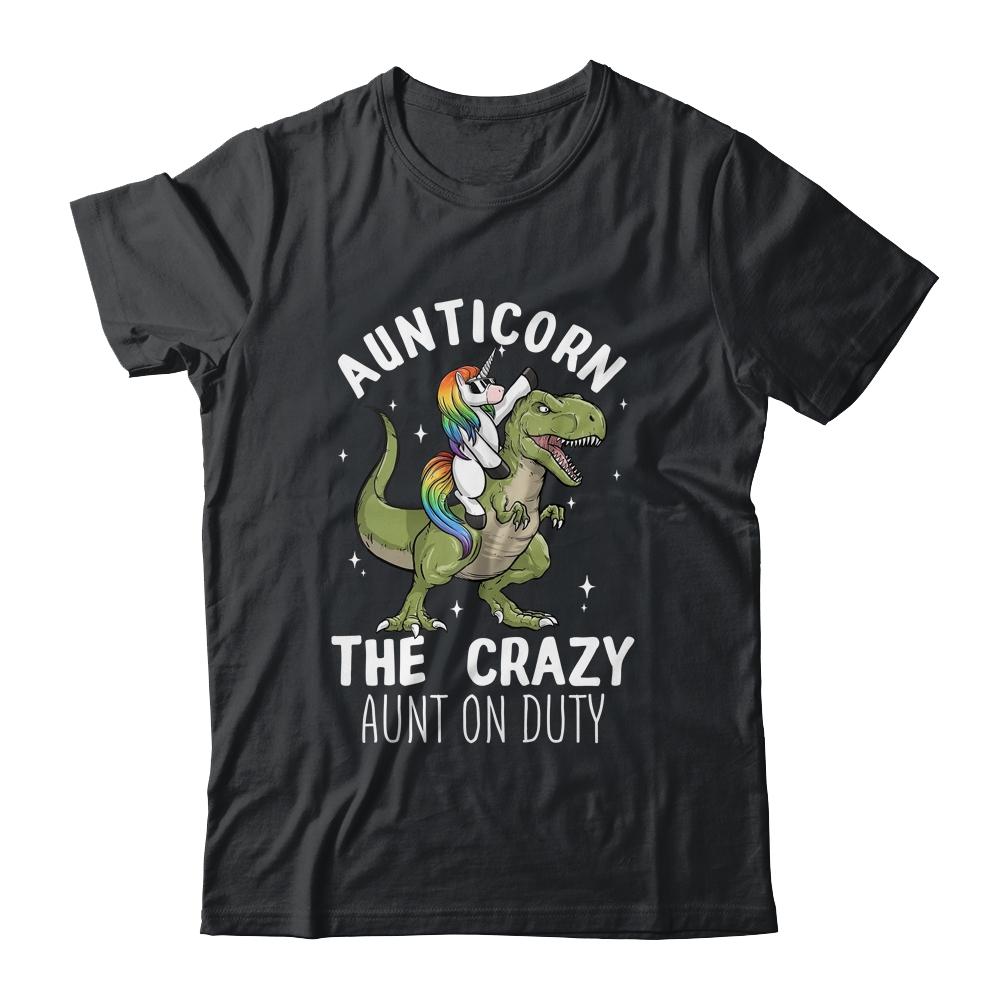 Aunticorn Crazy Aunt Auntie Aunt T-Rex Unicorn-T-Shirt & Tank Top-Classic T-Shirt-Black
