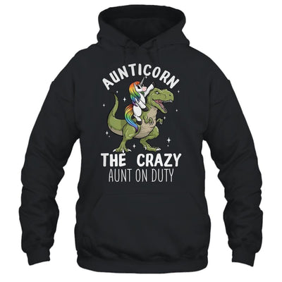 Aunticorn Crazy Aunt Auntie Aunt T-Rex Unicorn-T-Shirt & Tank Top-Pullover Hoodie-Black