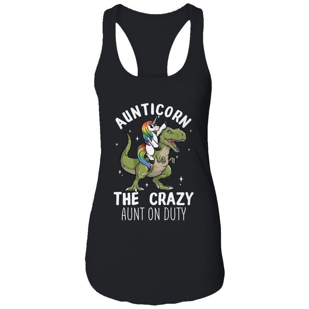 Aunticorn Crazy Aunt Auntie Aunt T-Rex Unicorn-T-Shirt & Tank Top-Women's Ideal Racerback Tank-Black